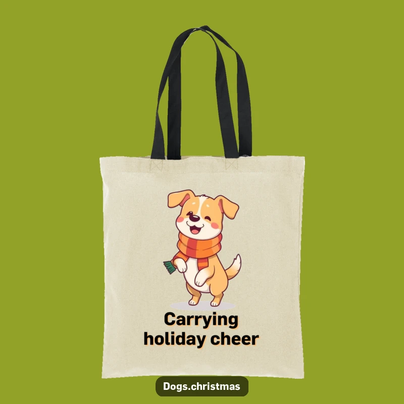 Funny Dog Festive Prance Tote Bag: Carry Joy with This Happy Pup