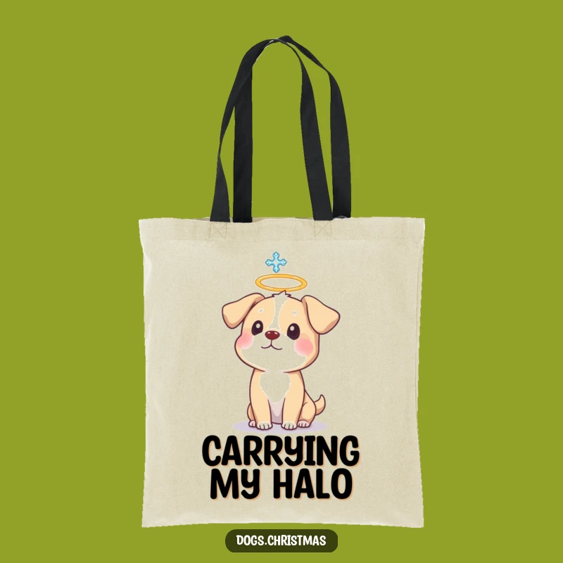 Funny Dog Halo Tote Bag: Carry Your Essentials with this Surprised Pup's Whimsical Look
