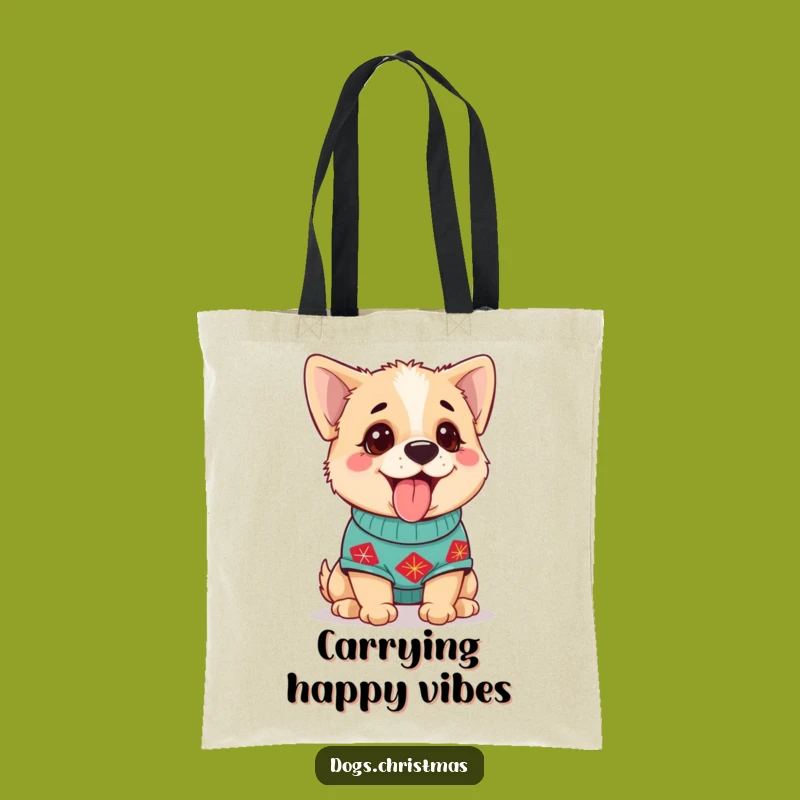 Funny Dog Sweater Tote: Happy Pup Bag, Festive Gift