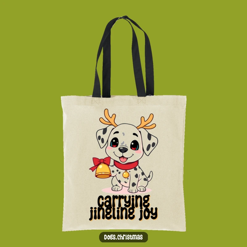 Funny Kawaii Dalmatian Bell Tote Bag: Reindeer Antlers Carry-All Perfect Funny Gift
