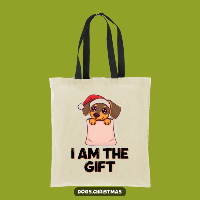 Funny Dachshund Santa Tote Bag - Chic Festive Dog Carrier Gift