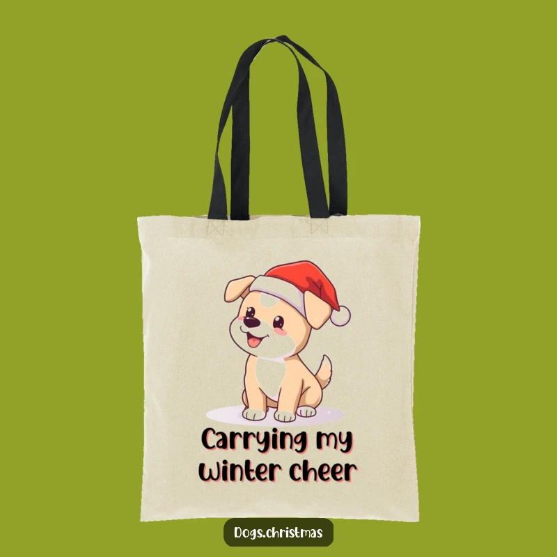 Stylish Funny Santa Dog Tote Bag - Cute Christmas Pup Gift for Shopping